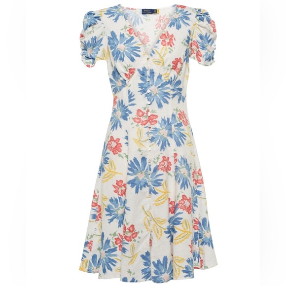 POLO RALPH LAUREN  Floral Button-Front Linen Dress, Size 16 - Picture 5 of 15